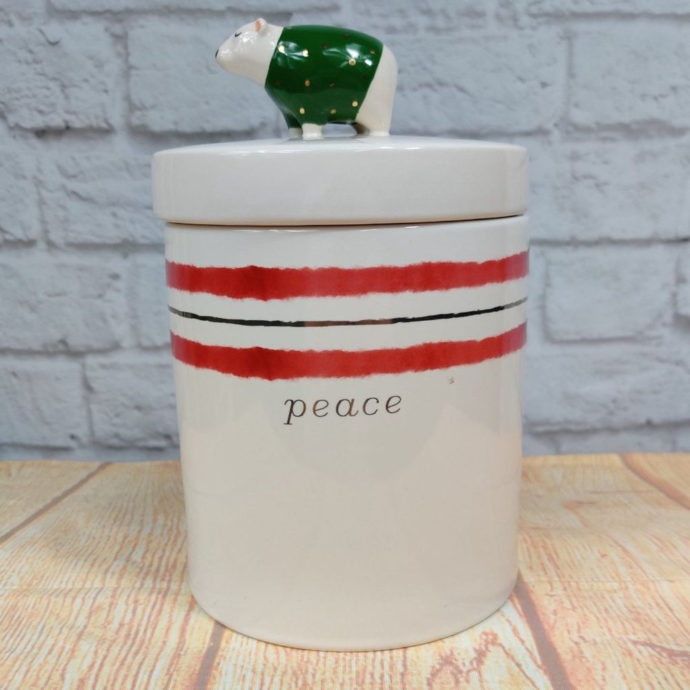 Magenta Canister Home Decor Peace Polar Bear Ceramic Farmhouse Holiday Christmas